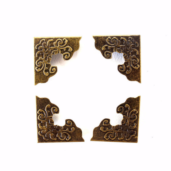 book corners, antique brass color, Set of four metal , embellishments for  the corners of your books, book corner protection.