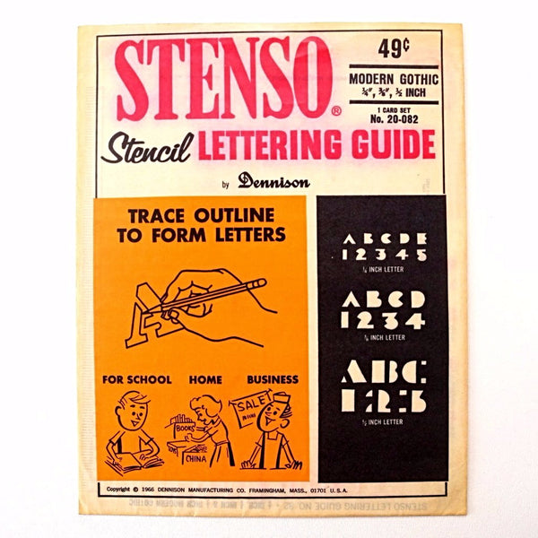 Vintage DURO Stencil Lettering Guide, Gothic 3/4 Letters Numbers