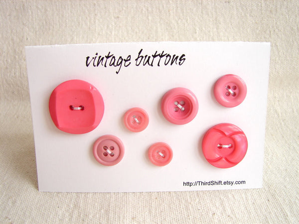 100 retailer + vintage hot pink Pearlescent buttons