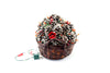 Vintage Holiday Basket Centerpiece with Pinecones, Lights, Ornaments (c.1980s) - thirdshift