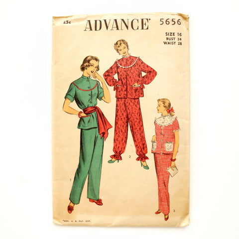1950s Advance 8189 Vintage Sewing Pattern Girls Blouse, Slim Long Pants,  Capris, Cummerbund Size 4, Size 8 
