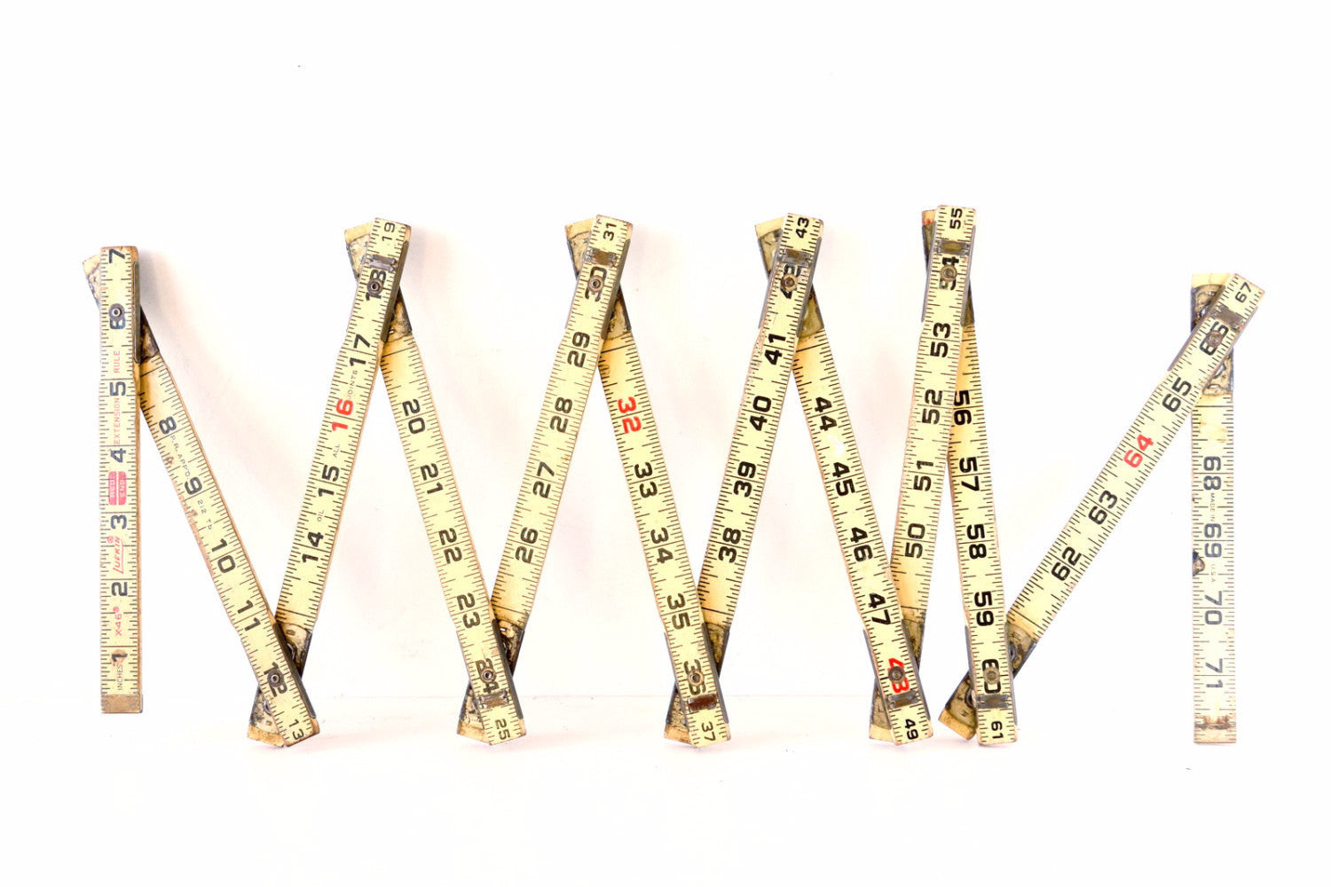 Vintage Wooden 72 Folding Measuring Stick Extension Tape Measure
