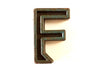 Vintage Industrial Letter "F" Black with Blue and Orange Paint, 2" tall (c.1940s) - thirdshift