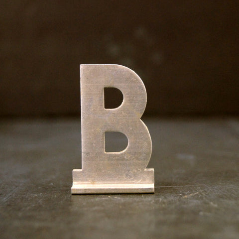 Vintage Metal Sign Letter "B" with Base, 1-13/16 inches tall (c.1950s) - thirdshift