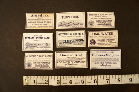 Antique Medicine Apothecary Pharmacy Labels in Blue and White, Set of ...